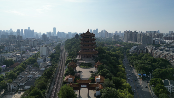 航拍湖北武汉黄鹤楼5A景区