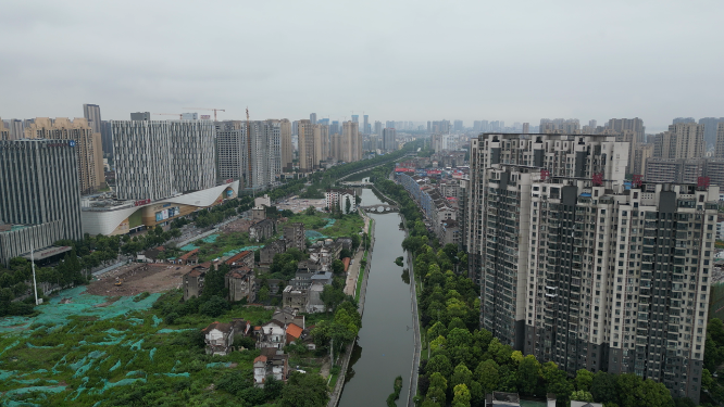 航拍湖北荆州城市风光