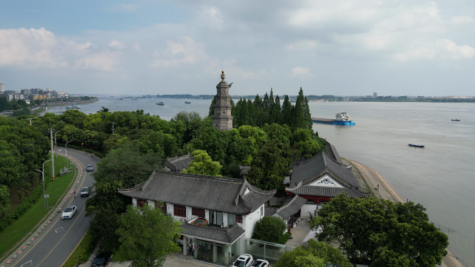 航拍湖北荆州万寿园