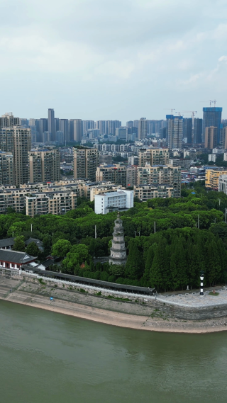 航拍湖北荆州万寿园
