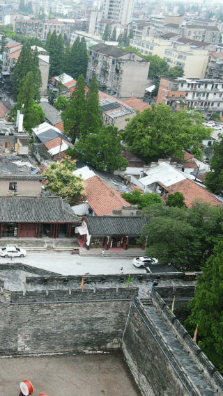 航拍湖北荆州古城4A景区