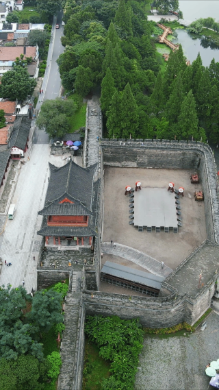 航拍湖北荆州古城4A景区