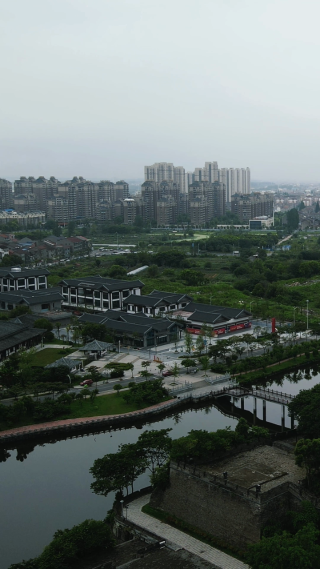 航拍湖北荆州古城4A景区