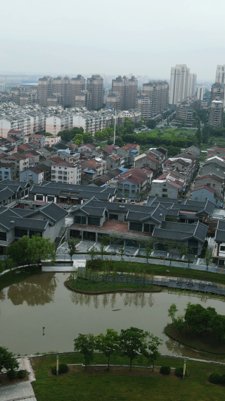 航拍湖北荆州古城4A景区