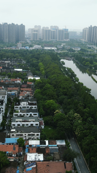 航拍湖北荆州古城4A景区