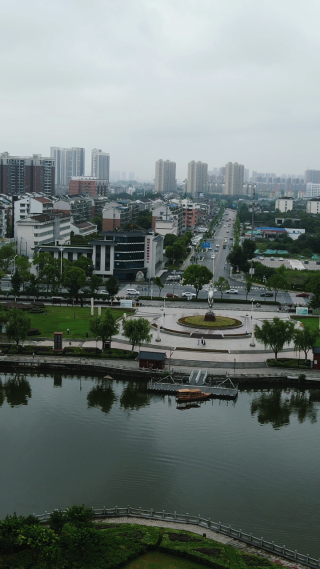 航拍湖北荆州古城4A景区
