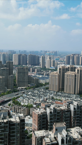 航拍湖北荆州城市建设
