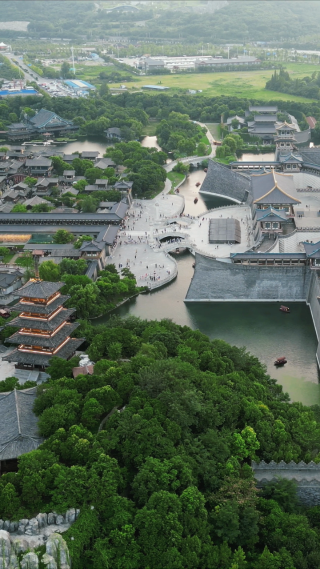 航拍湖北襄阳中国唐城影视基地