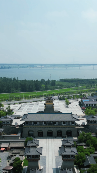 航拍湖北襄阳中国唐城影视基地4A景区
