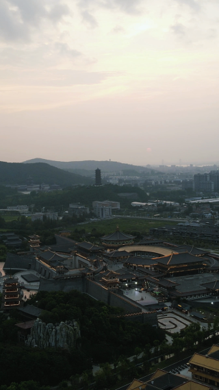 航拍湖北襄阳中国唐城影视基地