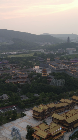 航拍湖北襄阳中国唐城影视基地