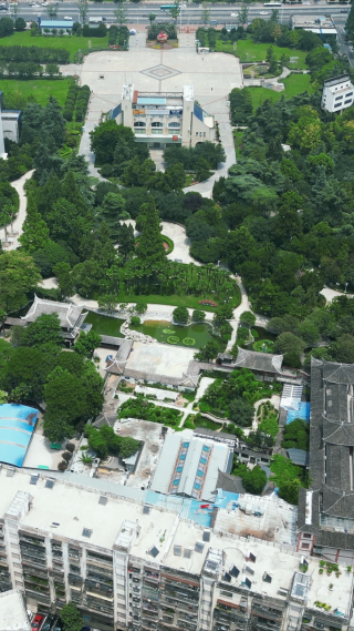航拍湖北襄阳人民广场