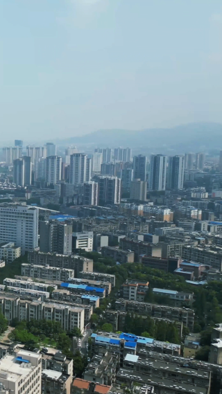 航拍湖北襄阳城市地标建筑高楼