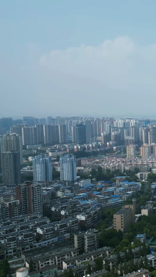 航拍湖北襄阳城市地标建筑高楼