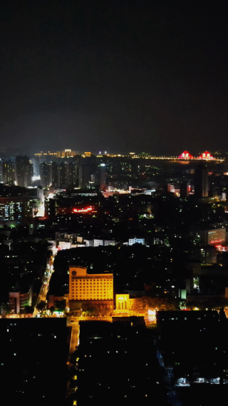 航拍湖北襄阳城市夜景