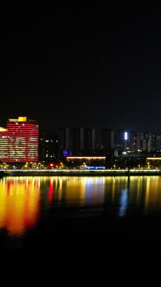 航拍湖北襄阳城市夜景