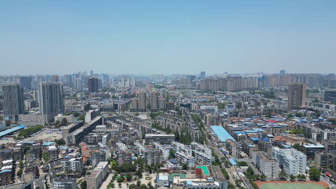 航拍湖北襄阳城市建设
