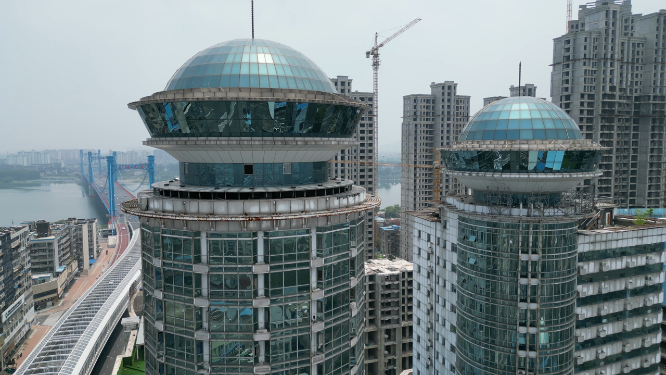 航拍湖北襄阳城市建设