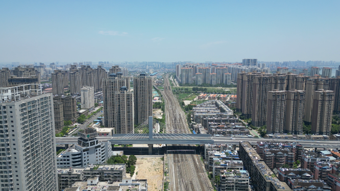 航拍湖北襄阳城市建设