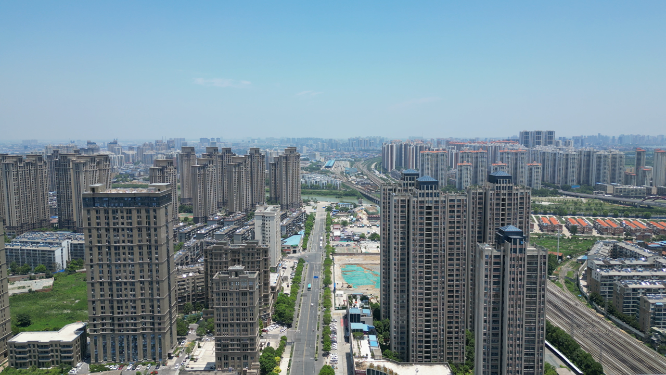 航拍湖北襄阳城市建设