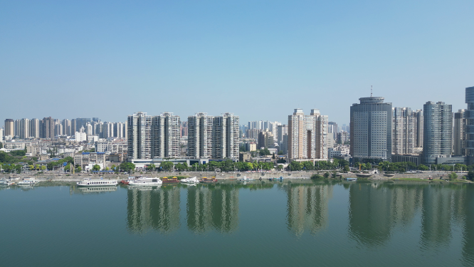 航拍湖北襄阳城市建设