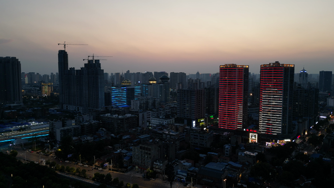 航拍湖北襄阳城市建设