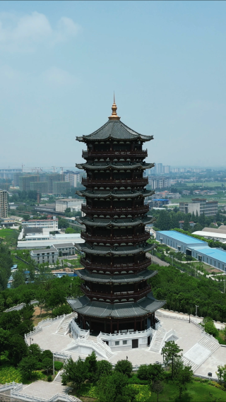航拍湖北襄阳岘首山文化旅游景区
