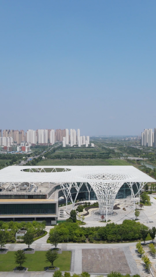 航拍湖北襄阳市文化艺术中心