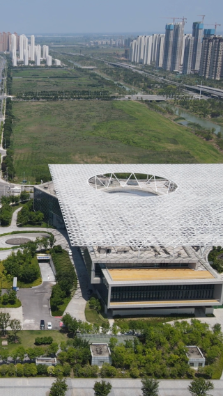 航拍湖北襄阳市文化艺术中心