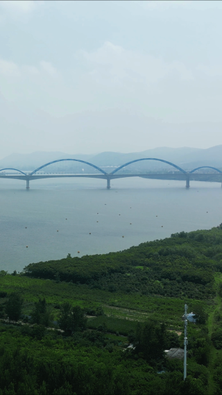 航拍湖北襄阳汉江风光
