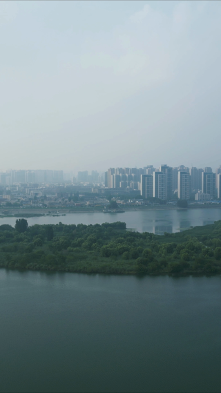 航拍湖北襄阳汉江风光