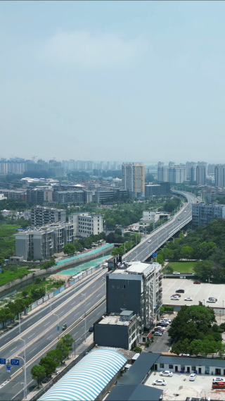 航拍湖北襄阳环城南路交通大道