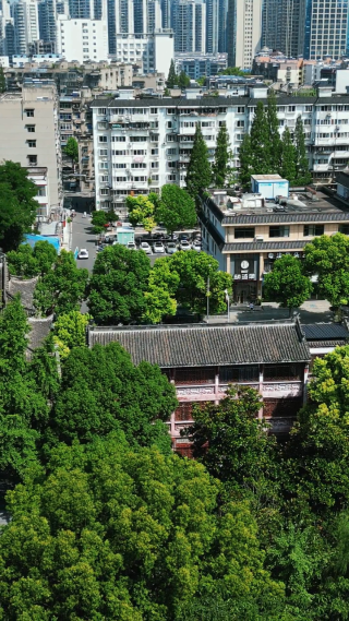 航拍湖北襄阳米公祠 
