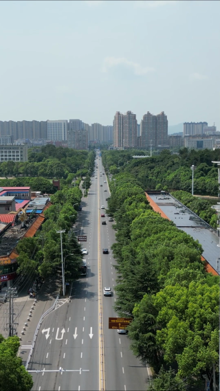 航拍湖北鄂州凤凰路