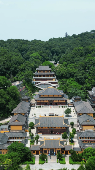 航拍湖北鄂州西山省级风景名胜区-古灵泉寺