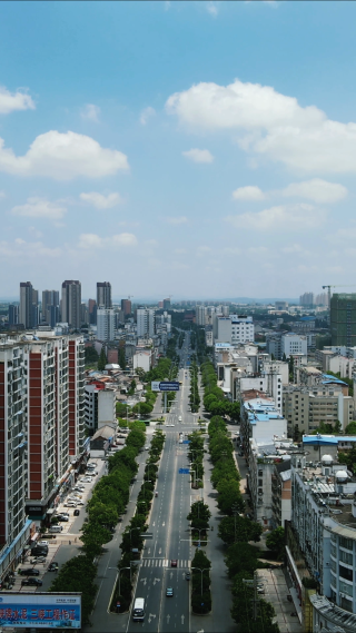 航拍湖北随州城市交通大道