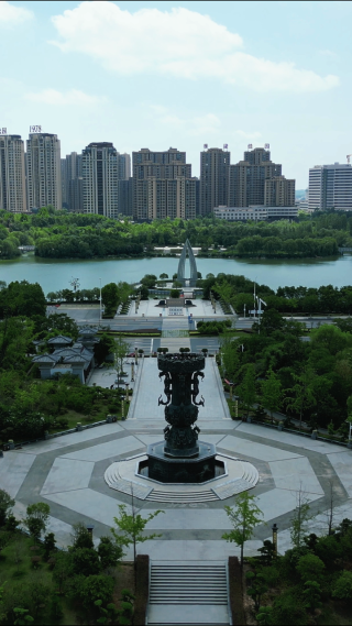 航拍湖北随州文化公园4A景