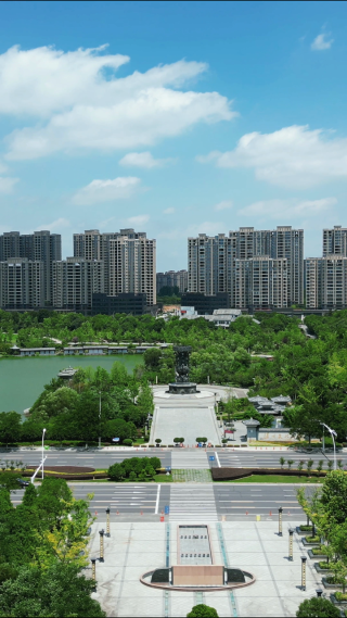 航拍湖北随州文化公园4A景