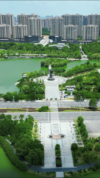 航拍湖北随州文化公园4A景