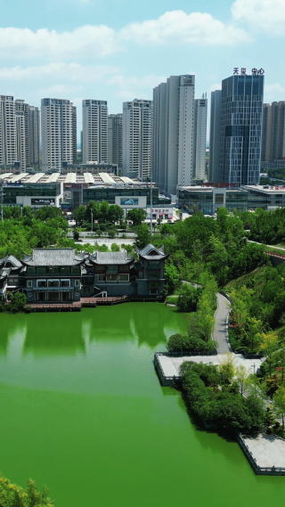 航拍湖北随州文化公园4A景