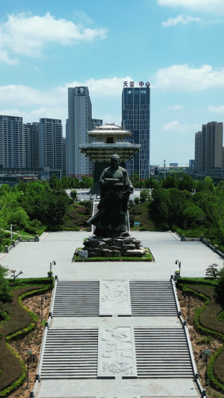 航拍湖北随州文化公园4A景