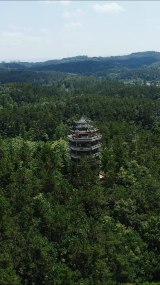 航拍湖北随州望城楼古建筑