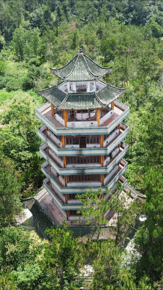 航拍湖北随州望城楼古建筑