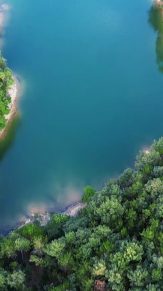 航拍湖北随州琵琶湖风景区 