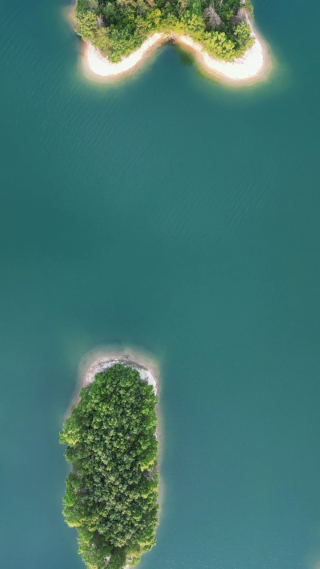 航拍湖北随州琵琶湖风景区 