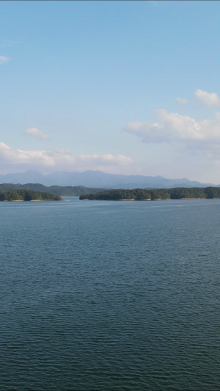 航拍湖北随州琵琶湖风景区 