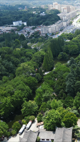 航拍湖北随州白云公园