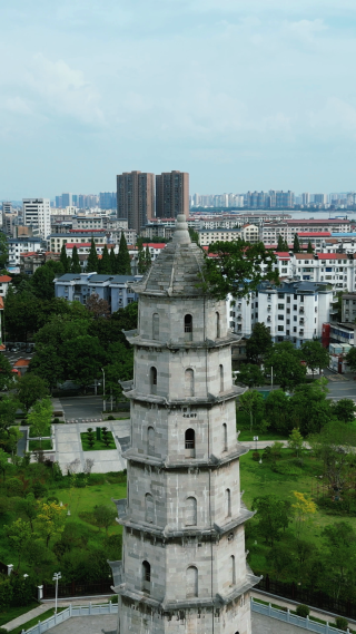 航拍湖北黄冈安国寺青云塔