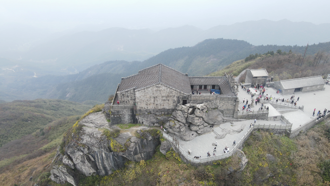 航拍湖南南岳衡山5A景区祝融峰