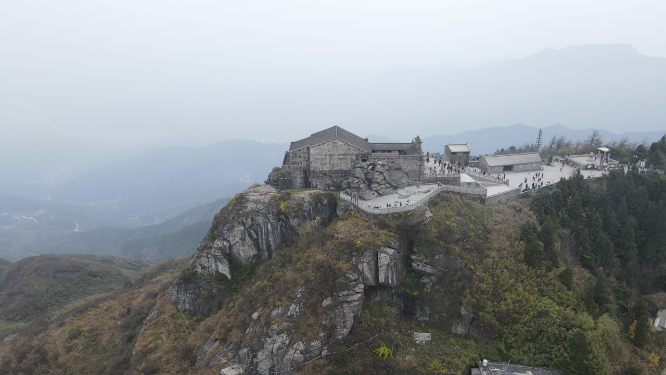 航拍湖南南岳衡山5A景区祝融峰
